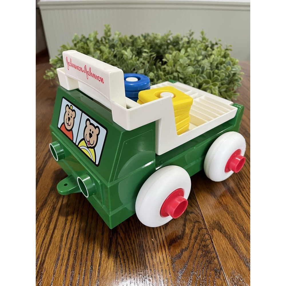 Stack & Dump Truck with 10 Shapes -‎ 1983 Johnson & Johnson Vintage Plastic Toy
